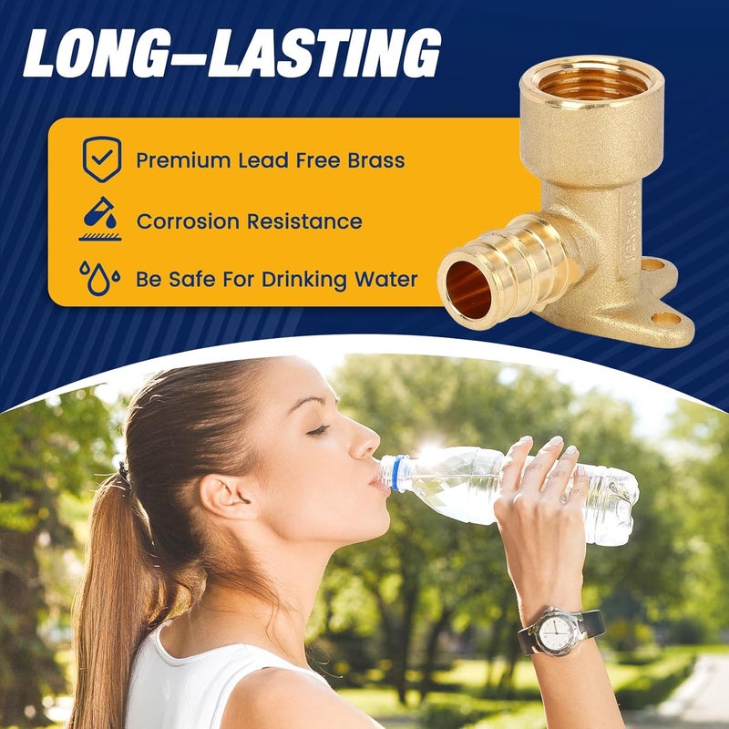 Abbiemo 10PCS PEX A Fitting Expansion 1/2" x 1/2" Female NPT Drop Ear Elbow Fittings - Lead-Free Brass, ASTM F1960 & NSF Certified, Anti-Leak Design for PEX-A Tubing - Image 3
